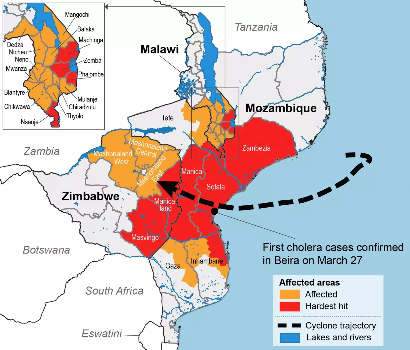 Tropical Cyclone Idai strikes Mozambique, Zimbabwe and Malawi