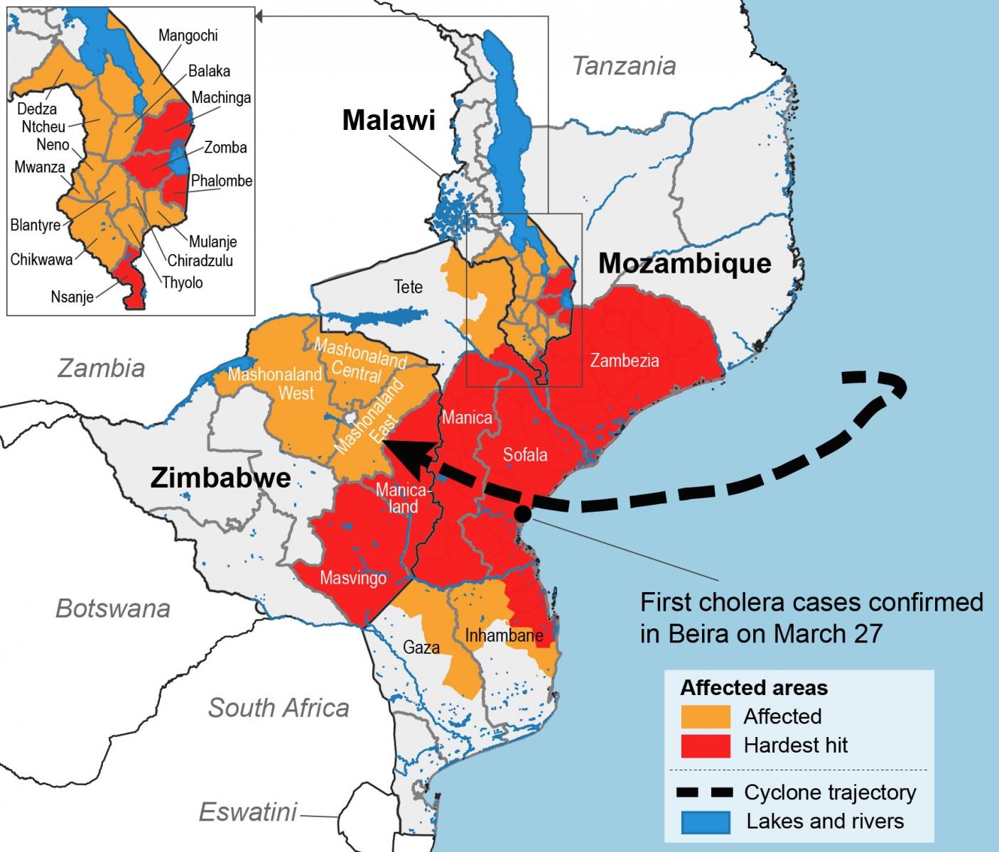 Tropical Cyclone Idai strikes Mozambique, Zimbabwe and Malawi ...