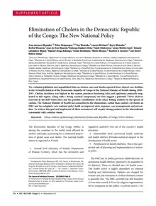 Elimination of Cholera in the Democratic Republic of the Congo: The New National Policy